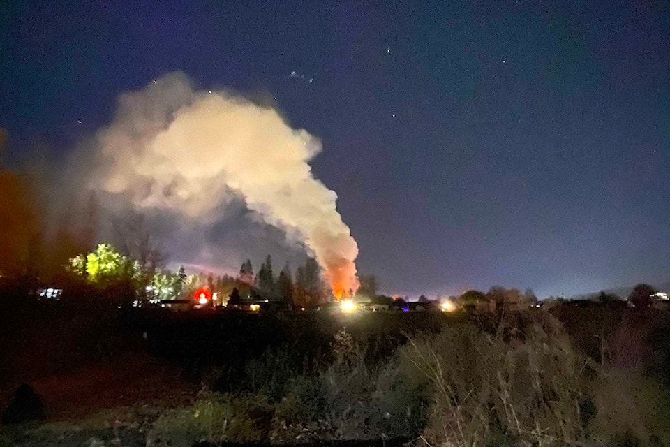 A passerby captured the structure fire in Lake Country from a distance. (Photo courtesy of Deana Grebiski)