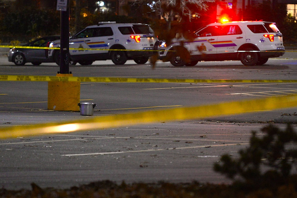 Kelowna RCMP on scene at Walmart on Banks Road, due to a suspicious package in the parking lot. (Phil McLachlan - Capital News)