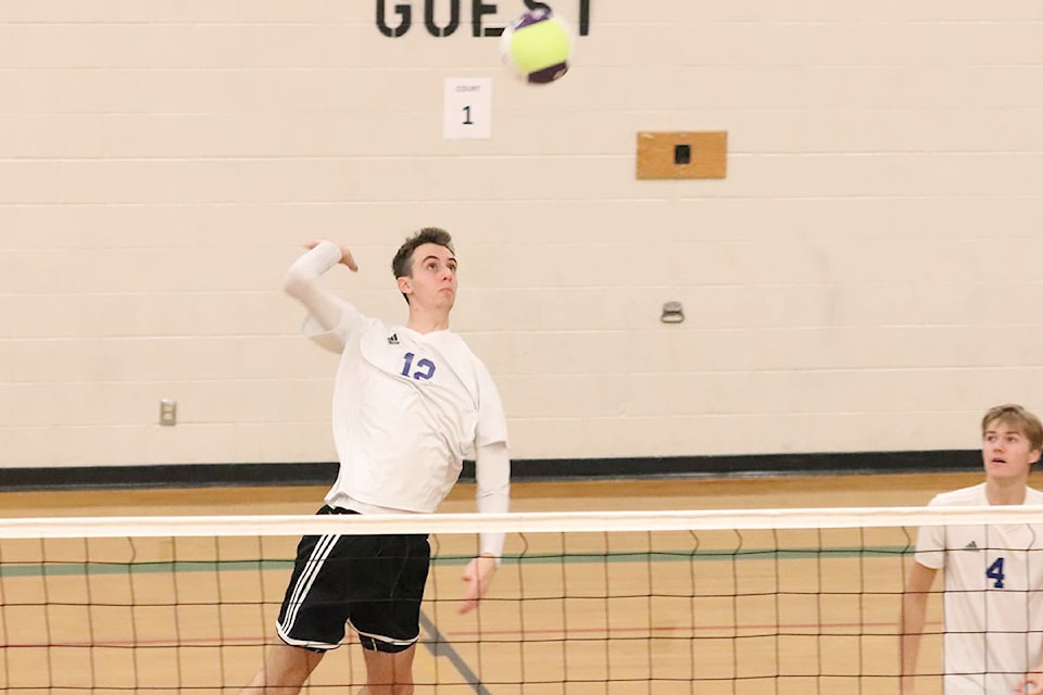 Liam Remple of the Vernon Christian School Royals (12) has been named the No. 1 Grade 12 high school boys volleyball player in B.C. in a poll of the top 15 graduating players conducted by the website varsityletters.ca. Three of Rempleѻýs teammates from the two-time reigning B.C. A champion Royals also made the list. (Roger Knox - Morning Star)