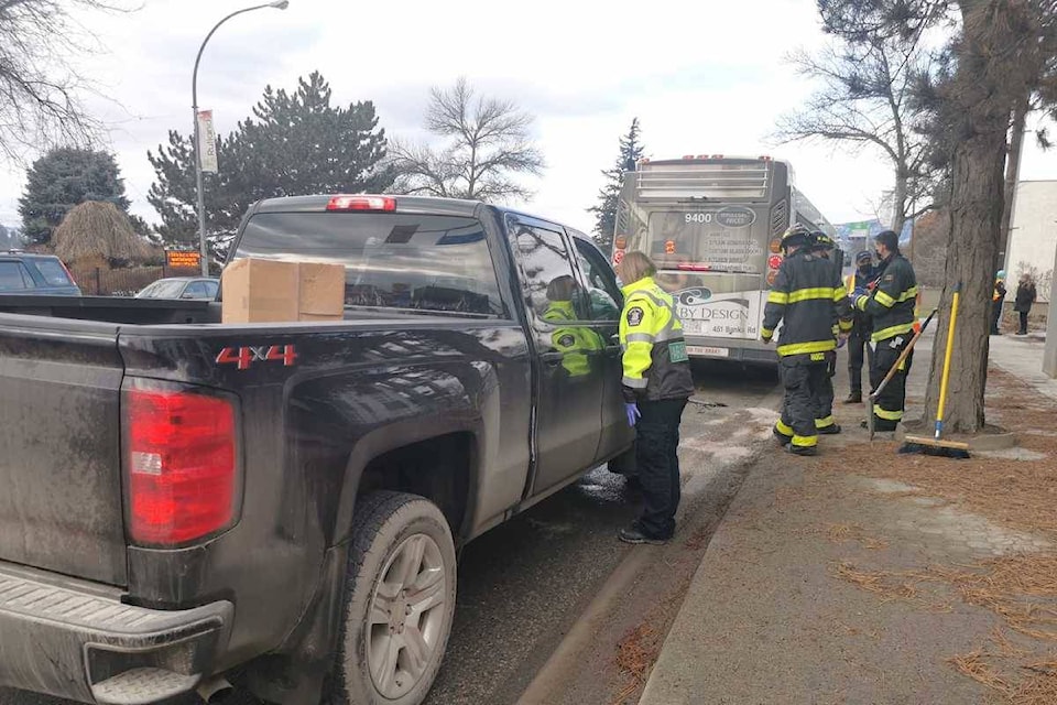 Crash on Highway 33 involving bus. Michael Rodriguez, Kelowna Capital News.