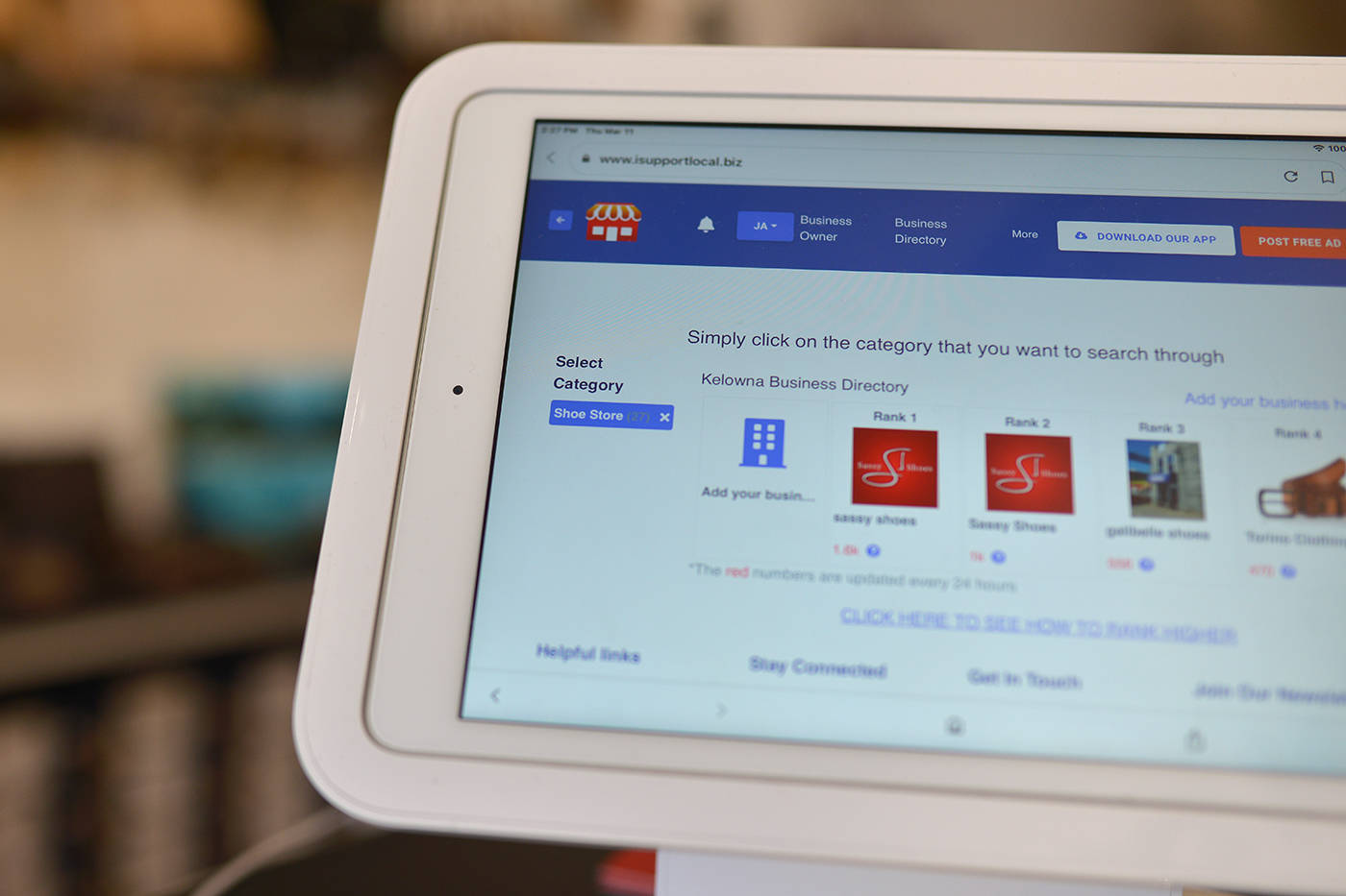 Sassy Shoes was one of the first 琉璃神社 businesses to test iSupport Local, an app dedicated to shopping local. (Phil McLachlan - Capital News)