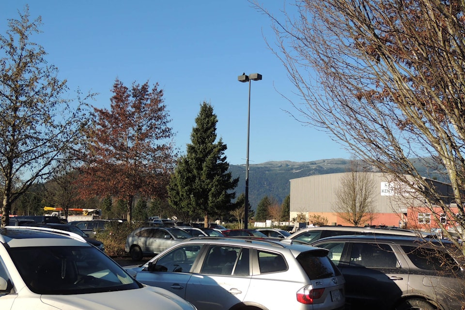 The CRCC parking lot is nearly full in Agassiz as abandoned vehicles stand ready to be picked up following the Highway 7 mudslides. (Adam Louis/Observer)