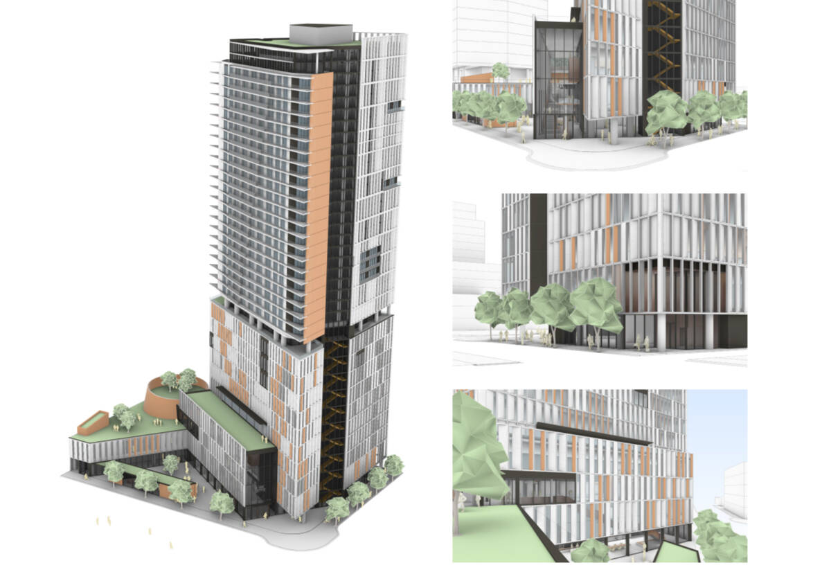 A draft design of UBCOs vertical downtown 91Ѽ campus included in their development permit application. (UBCO photo)