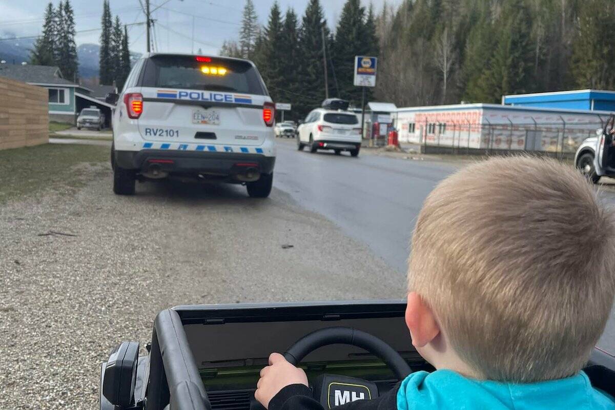 Taven pulled over for the Revelstoke RCMP. (Stefani Knapp)
