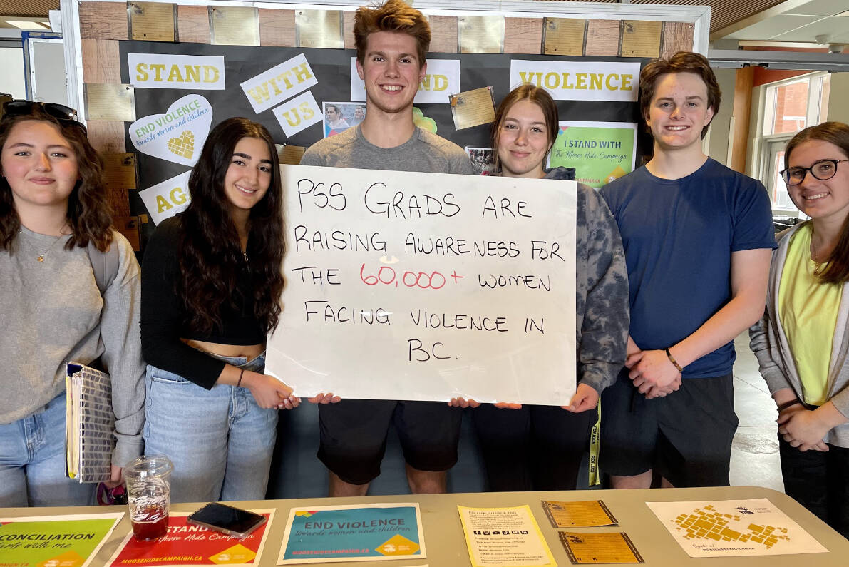Students at Penticton Secondary campaign to end violence against women and children across B.C. (Photo courtesy of Eva Koch)