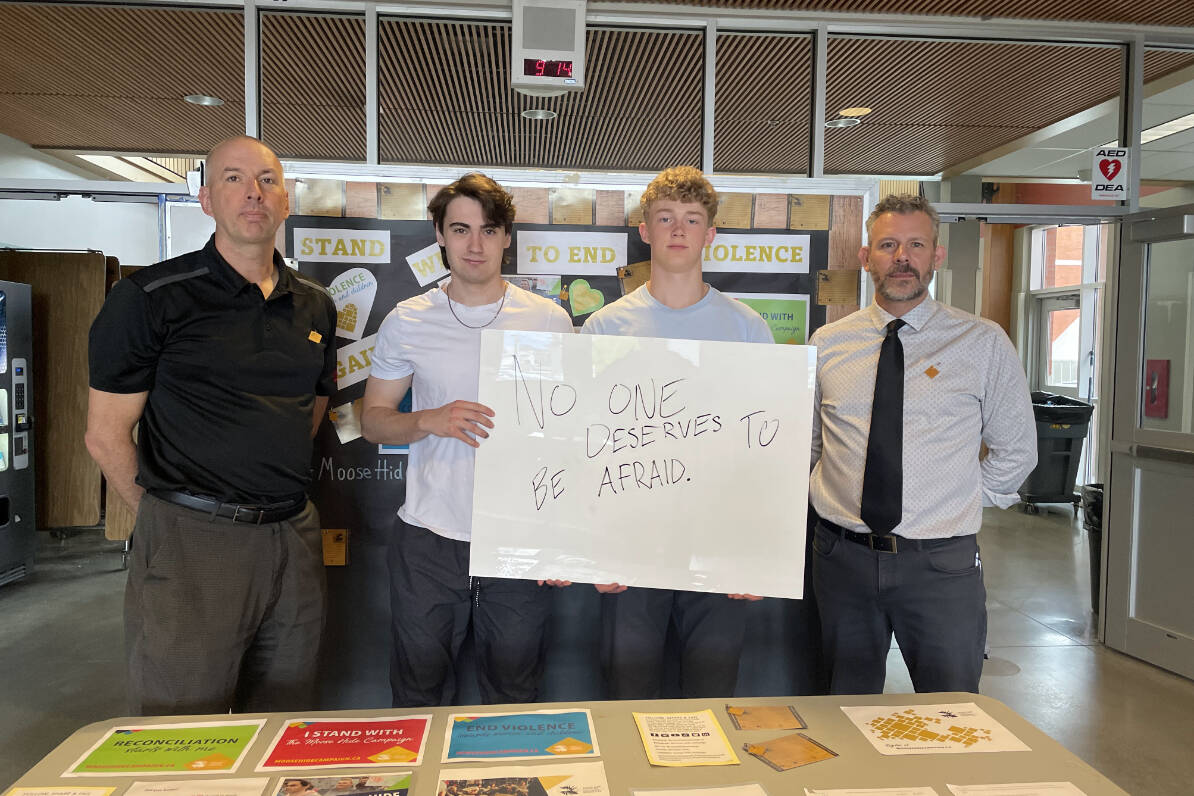 Penticton Secondary students recognized the Moose Hide Campaign on May 12 (Photo courtesy of Eva Koch)