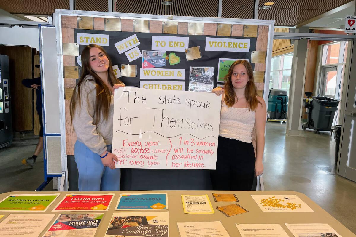 Penticton Secondary students recognized the Moose Hide Campaign on May 12, calling for an end to violence against women and children. (Photo courtesy of Eva Koch)