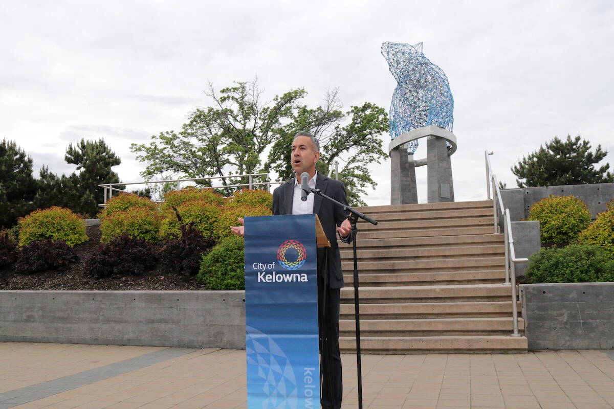 Kelowna Mayor Colin Barsan speaks during the launch of GoByBike Week. (Photo/Gary Barnes)