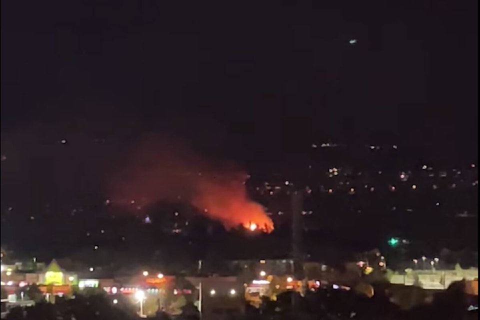 A hedge fire in Rutland could be seen from across town on Tuesday night (Aug. 30) (Photo - Brooke Schrader/Facebook)