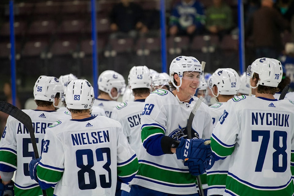 The Vancouver Canucks finished the 2022 Young Stars Classic with a 2-1 record, after getting standout performances from Danila Klimovich and Tristen Nielsen. (Marissa Baecker/Shoot the Breeze)