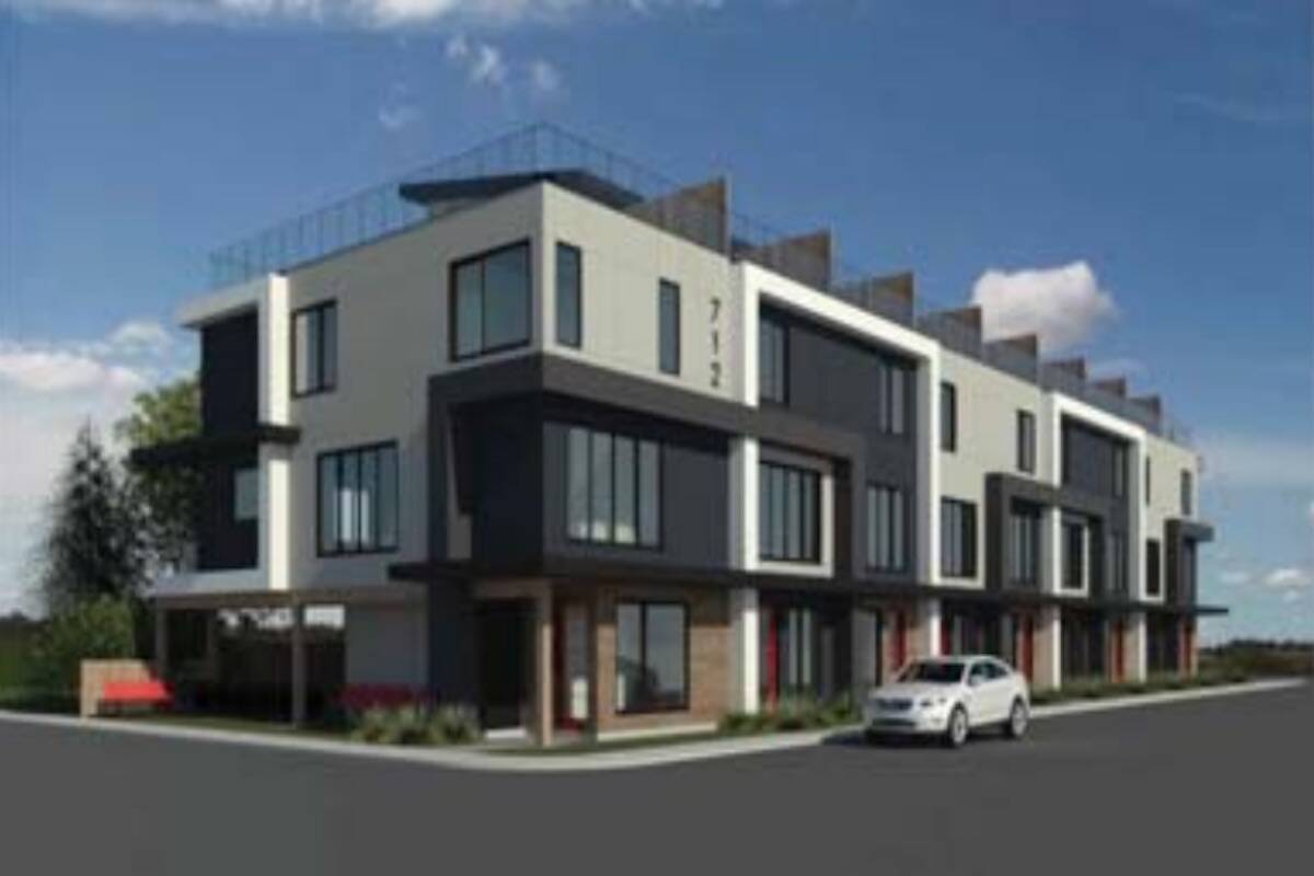 Conceptual rendering of townhome development planned for 712 Raymer Avenue. (Photo/City of Kelowna)