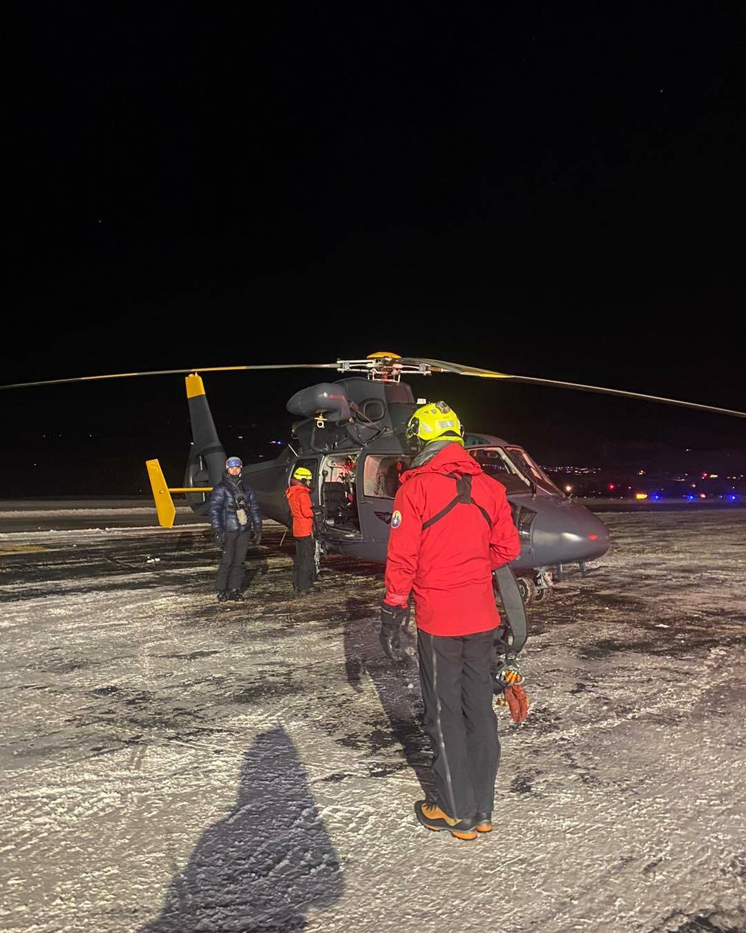 The snowmobiler handed off to B.C. ambulance services at the Kelowna airport. (North Shore Rescue)