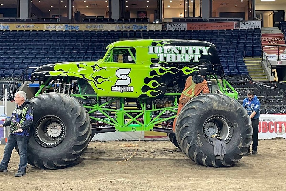 91Ѽ resident Marvin Anderson will be driving his monster truck ‘Identify Theft’ at the Motorsport Spectacular held at Prospera Place this weekend. (Jordy Cunningham/Capital News)