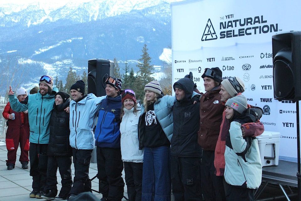 Travis Rice, Kimmy Fasani, Mikey Ciccarelli, Jared Elston, Elena Hight, Zoi Sadowski-Synnot, Ben Ferguson, Blake Paul, Dustin Craven, and Hailey Langland. (Josh Piercey/Revelstoke Review)