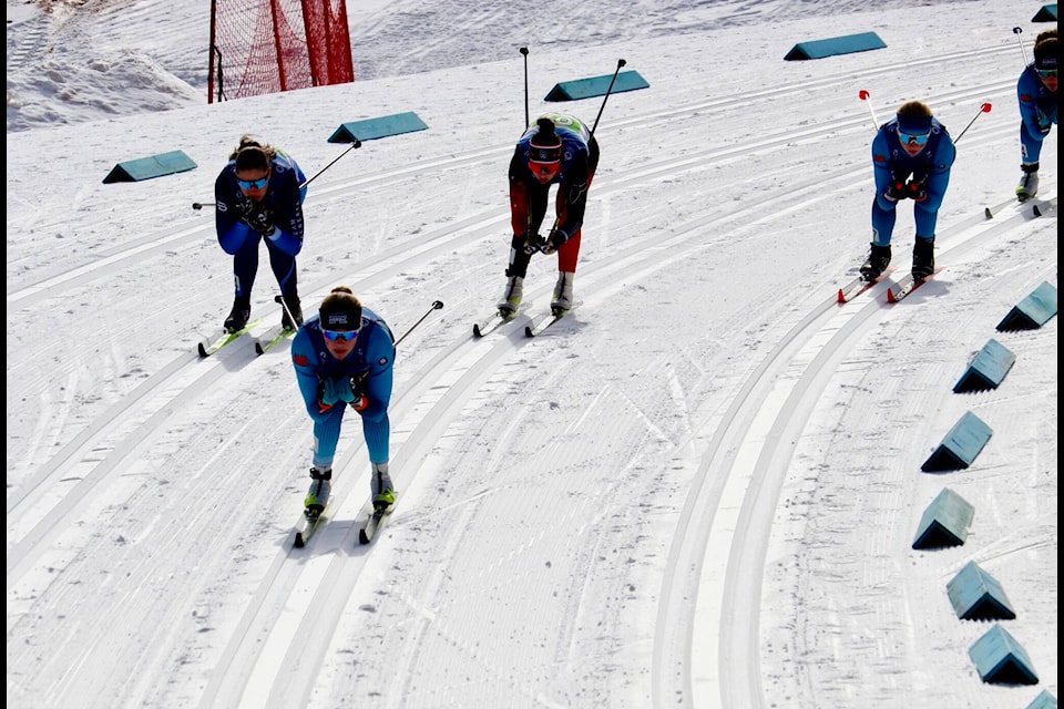 Maeve MacLeod leading her heat during her sprint races. (TeamBC)