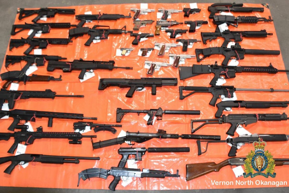 North Okanagan RCMP seized 51 guns, the result of a two-month long investigation. (North Okanagan RCMP)
