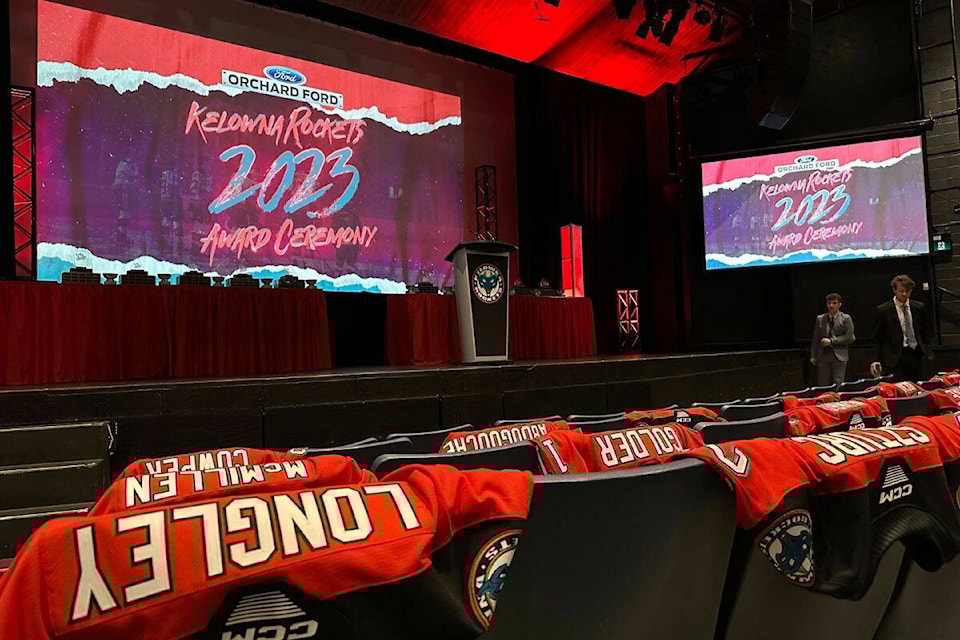 The 鶹ѡ Rockets hosted their award ceremony for the 2022-23 season from the 鶹ѡ Community Theatre on Sunday, March 26. (Brittany Webster- Black Press Photo)