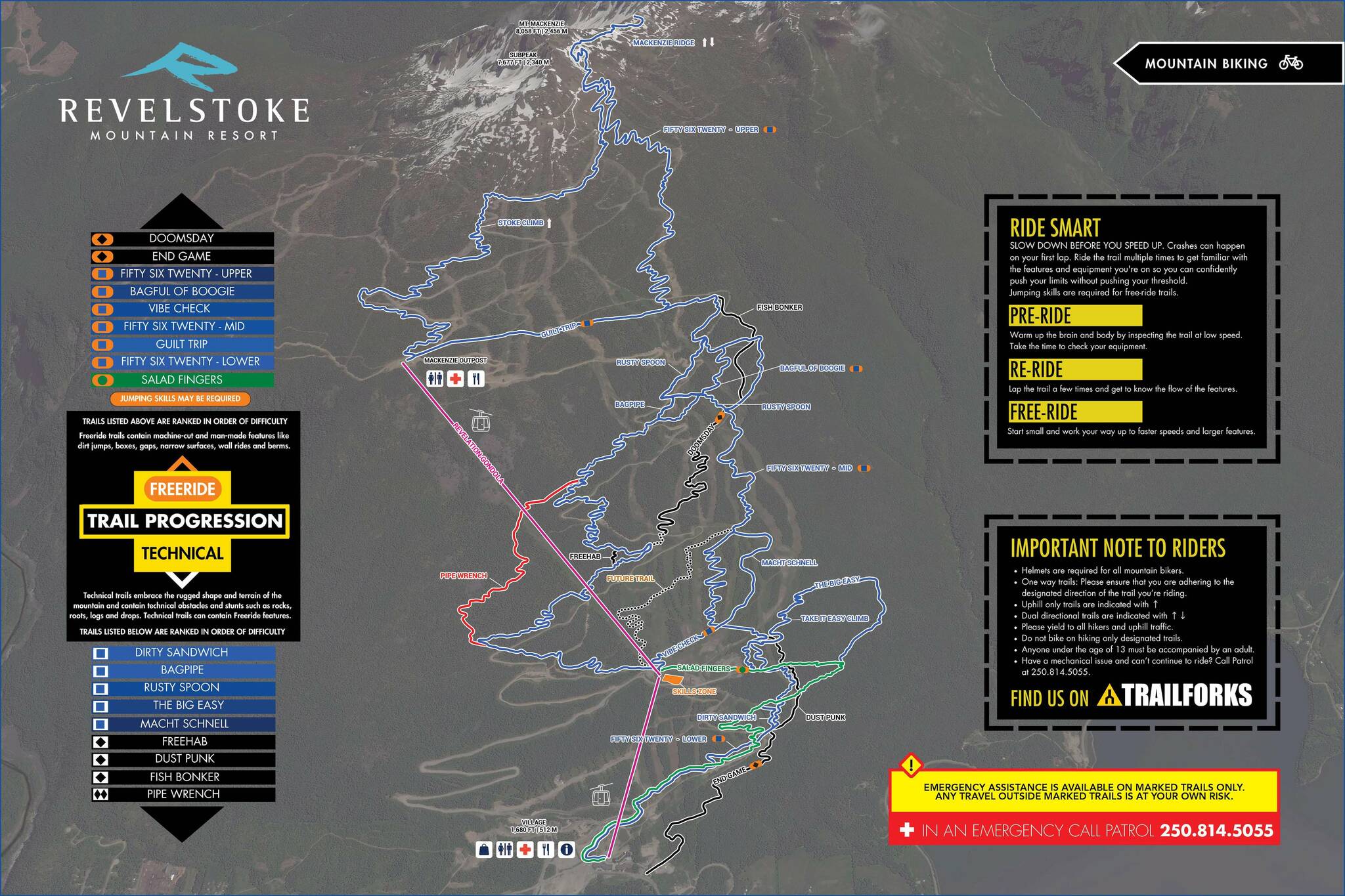 Revelstoke Mountain Resorts mountain biking trail map. (Revelstoke Mountain Resort)