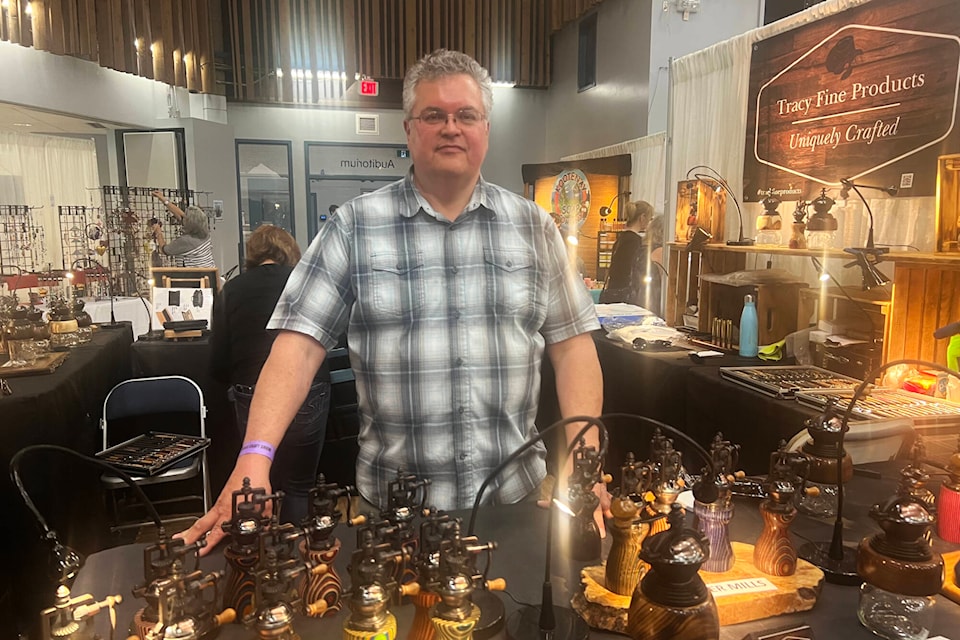 Sean Matthews, owner of Tracy Fine Products, was one of hundreds of vendors at this year’s Creative Chaos craft show in Vernon from Friday, June 2 to Sunday, June 4, 2023. (Brendan Shykora - Morning Star)