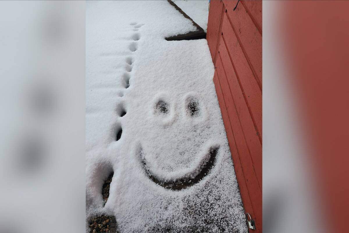 An image shared to Facebooks Big White Mountain Community News group after a hail storm on June 28, 2023. (Facebook/Lori P Bourassa)