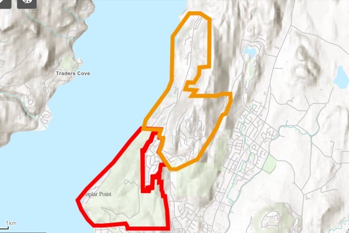 Map of evacuation orders and alerts at in Kelowna at 4:40 p.m. on July 1. (cordemergency.ca/map)