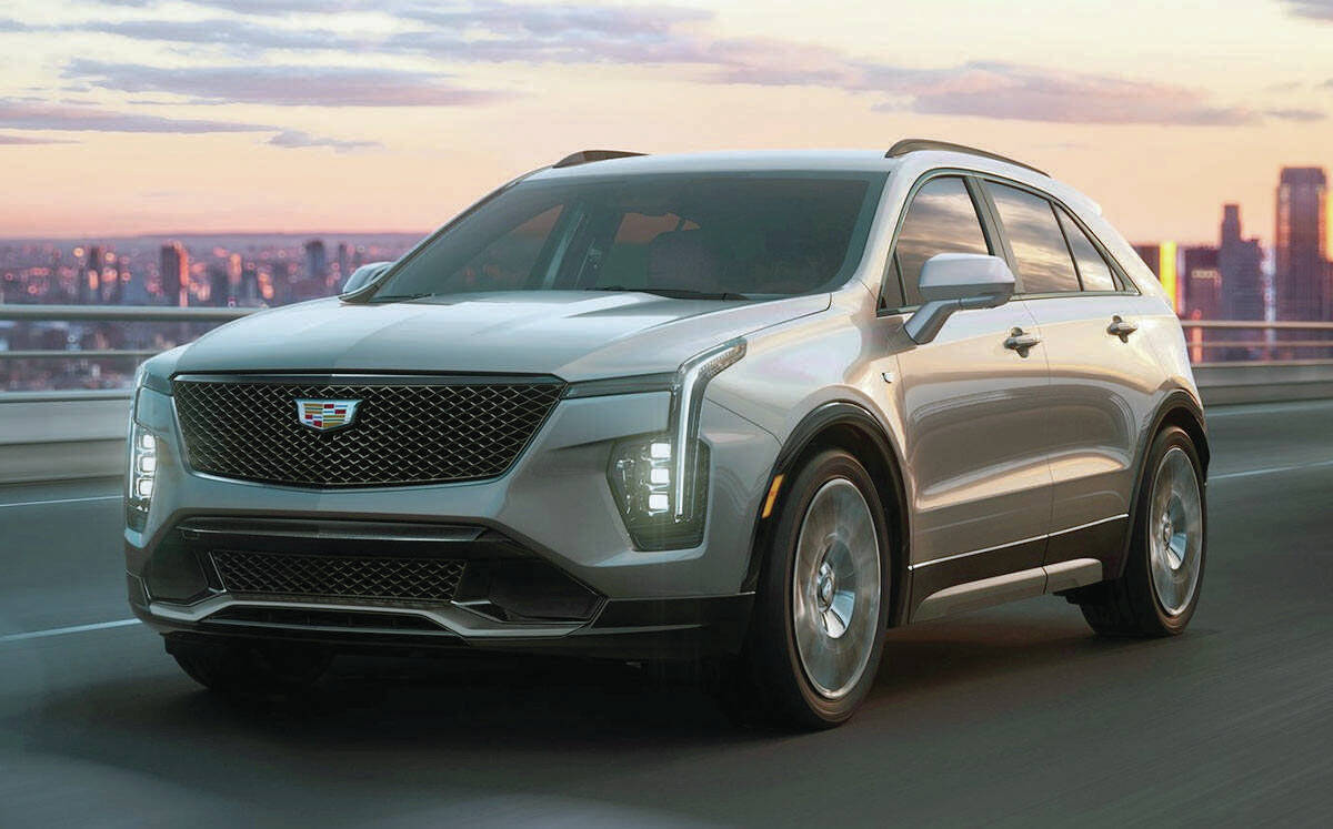 Most notably, the 2024 Cadillac XT4 gets a 33-inch-wide display and a restyled front end. The 235-horsepower four-cylinder engine carries over. PHOTO: CADILLAC