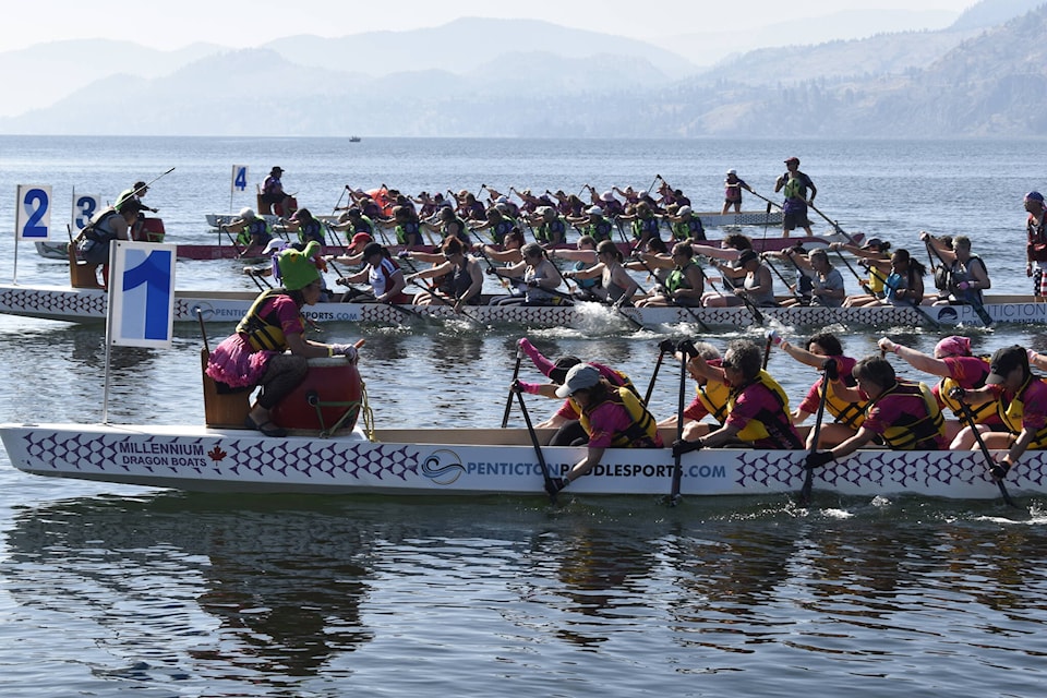 The Penticton Dragonboat Festival returned Saturday, Sept. 8, to welcome 76 teams from across Western Canada to Skaha Lake. (Logan Lockhart- Western News)