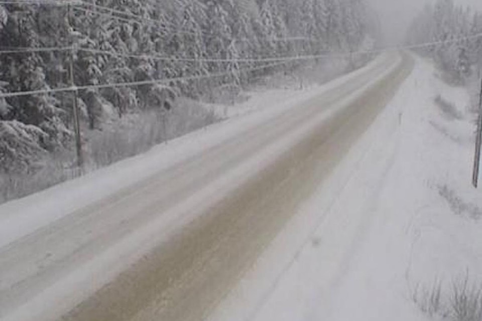 A look at Highway 1 in Sicamous as of 9 a.m. on Friday, Jan. 31. The stretch from highway from Eagle Pass to Rogers Pass has a winter storm warning in affect and expecting 25 cm of snow. 