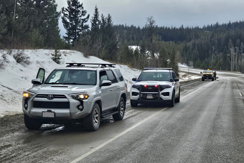 One of several vehicles stopped by police for failing to slow down and move over on Highway 3 during an enforcement blitz on Feb. 22. 