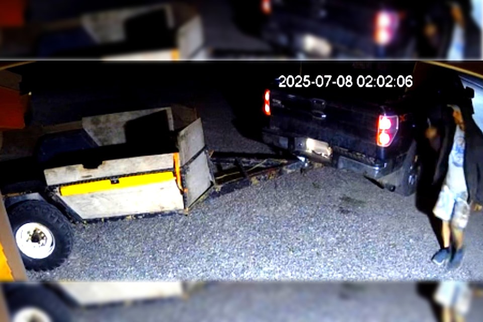 RCMP released this photo from surveillance footage taken the night a statue was stolen outside the community hall in Hedley. Anyone with information that can lead to the identity of the vehicle and return of the statue is asked to contact the police. 