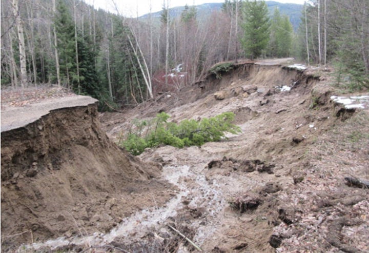Princeton Summerland Road and Shinnish Creek Road are closed until further notice after a landslide happened on Friday, April 24, 2020. (Photo contributed to the Princeton Spotlight News)