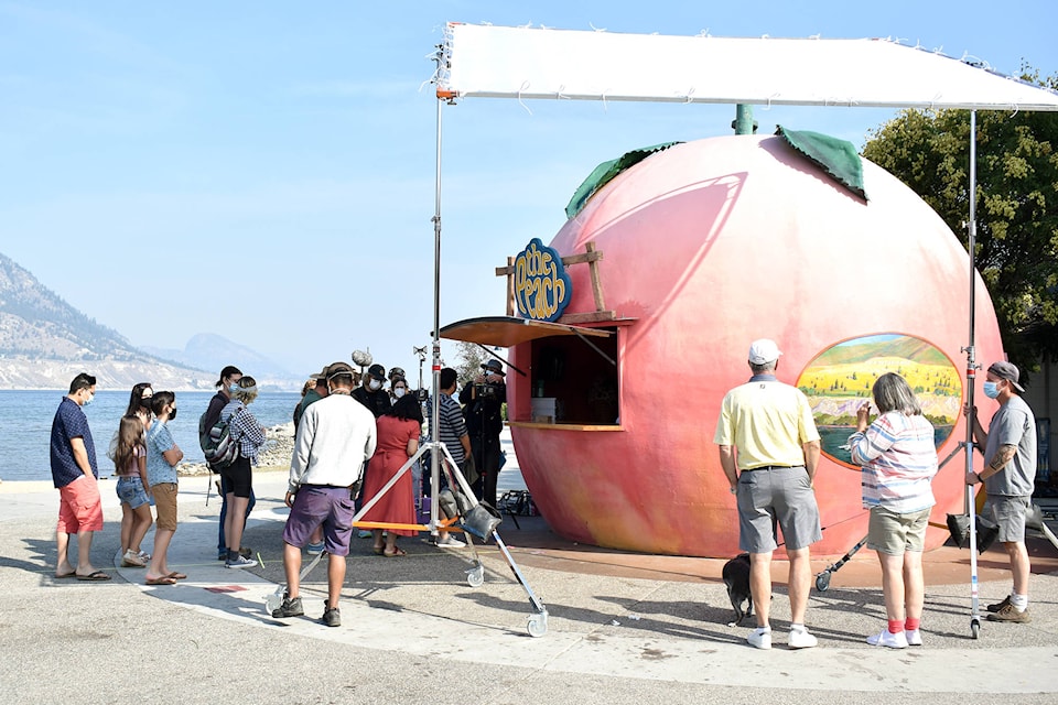 The indie film Invasions had a scene shot at the iconic Peach in Penticton on Wednesday, Aug. 18. (Brennan Phillips - Western News)