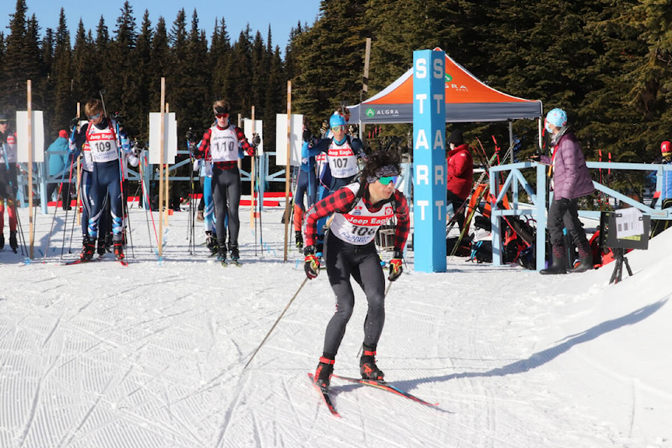 Sebastian Solomonson of Sovereign Lake competes at the Biathlon World Youth Junior Championship Trials Thursday, Feb. 10, 2022. (Brendan Shykora - Morning Star)