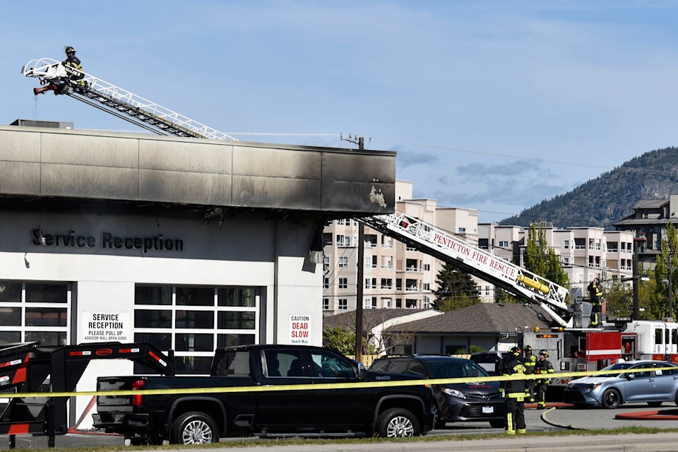 A fire started in the Penticton Toyota dealership in the early hours of Wednesday morning. It is currently under investigation. (Logan Lockhart - Western News)