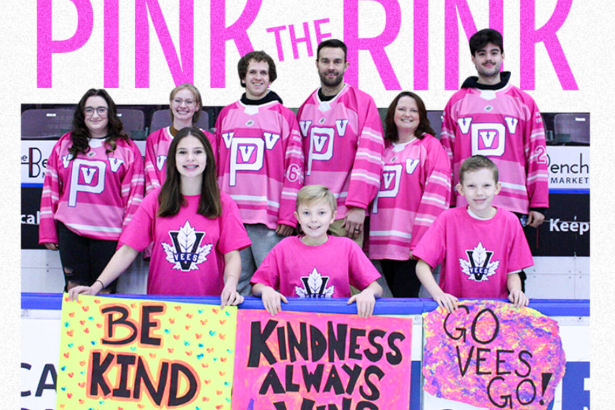 The Penticton Vees are hosting their eighth annual Pink The Rink Night on Feb. 10 when the team welcomes the Coastal Conferences Coquitlam Express. (Photo- Penticton Vees)