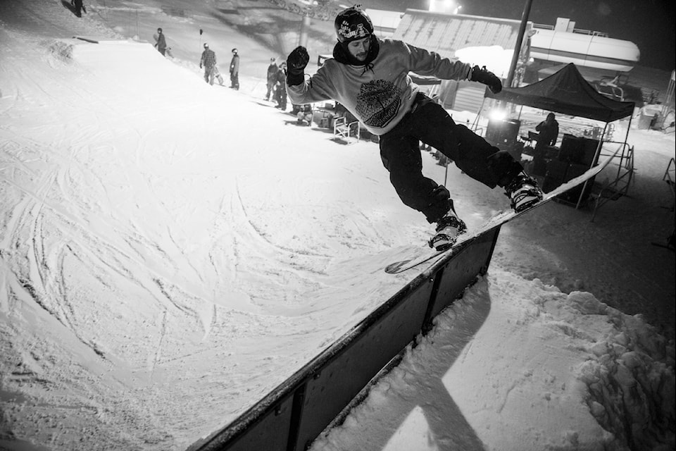 Rail Jam at Kimberley Alpine Resort sees around 30 competitors. 