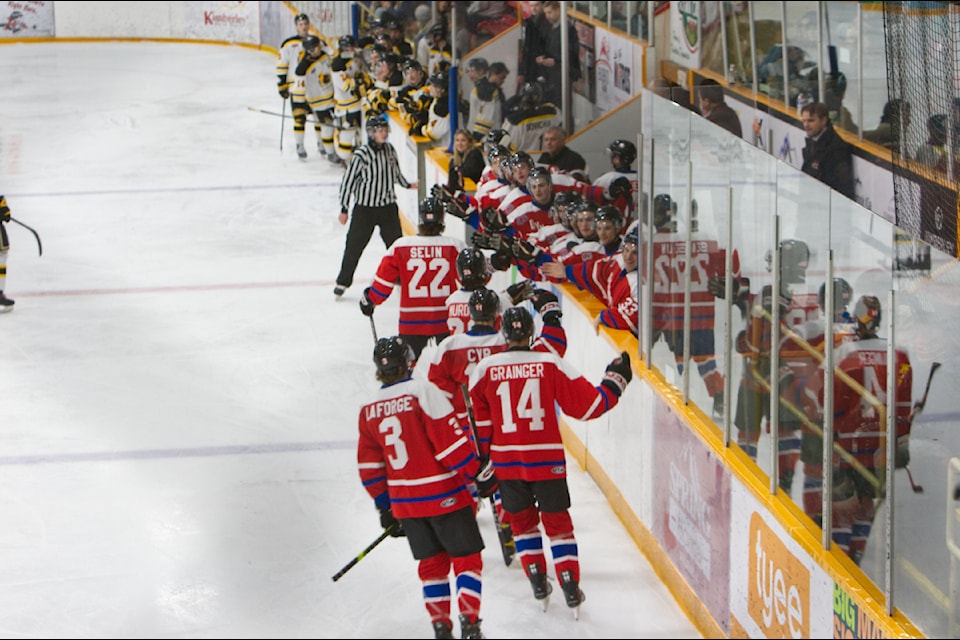 The Dynamiters celebrate a goal. 