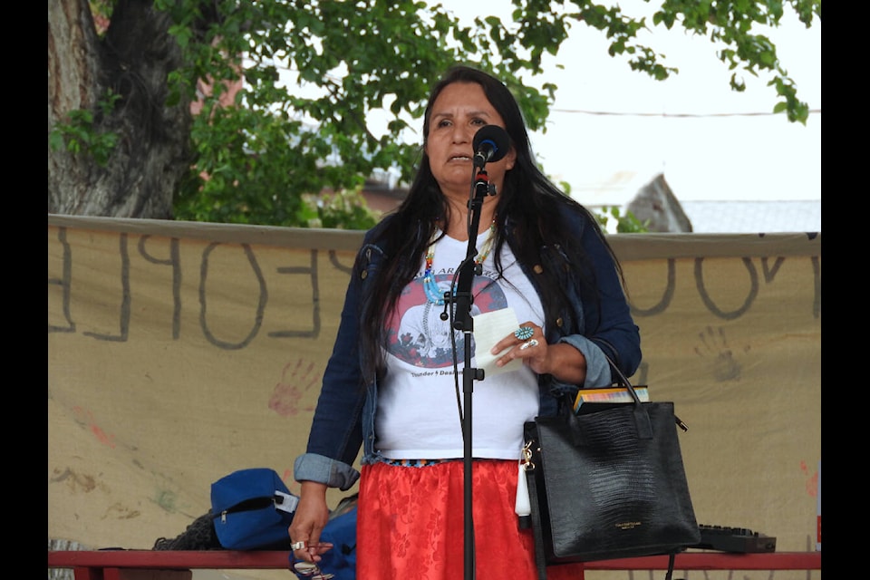 Julie Birdstone from Ktunaxa Kinbasket Child and Family Services delivered a speech on National Indigenous Peoples Day  in 2023. 