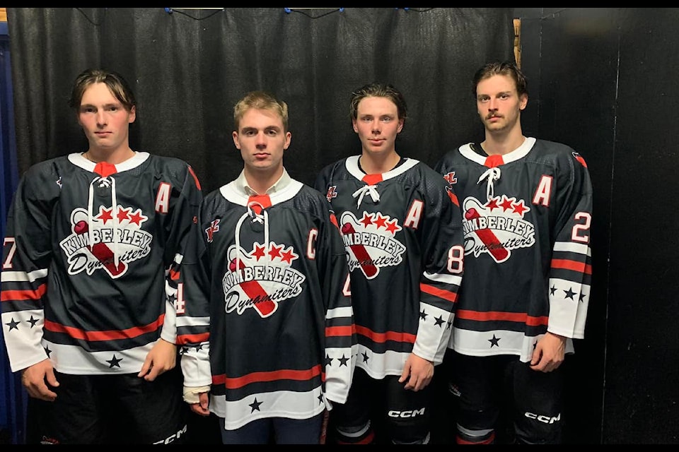 The 2024/25 leadership for the Kimberley Dynamiters: (left to right) Tristan Weill, Trey Stephenson, Tyler Lindal and Nick Hughes.