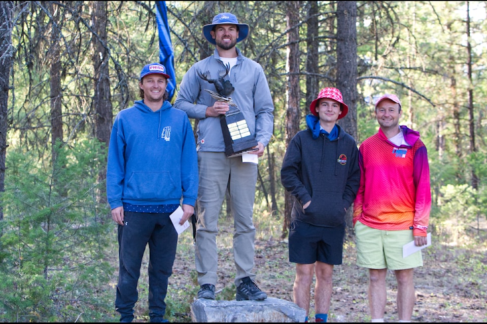 The MPO podium: Casey Hanemayer in first, David Trussell in second and Jackson Pease and Ben Loggains in a tie for third. 