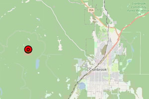 Wildfire burning near New Lake west of Cranbrook