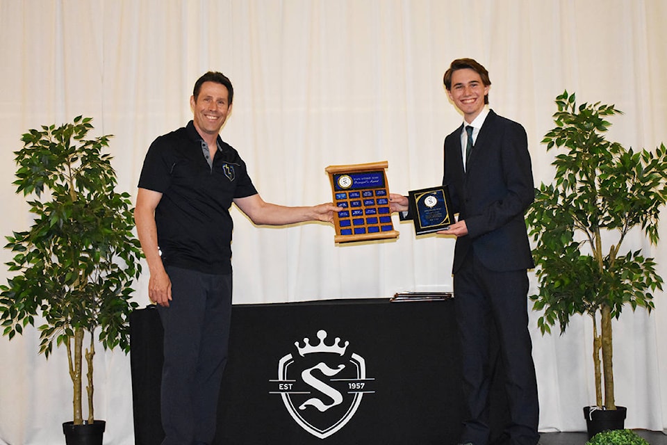 Principal’s Award winner Declan Armstrong with Principal Clint Dogopol. Photo submitted