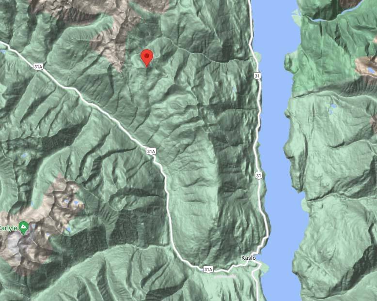 The area around mountain Jardine SE3 where one Nelson police officer was killed and another critically injured in an avalanche. (Google Maps/Screenshot)