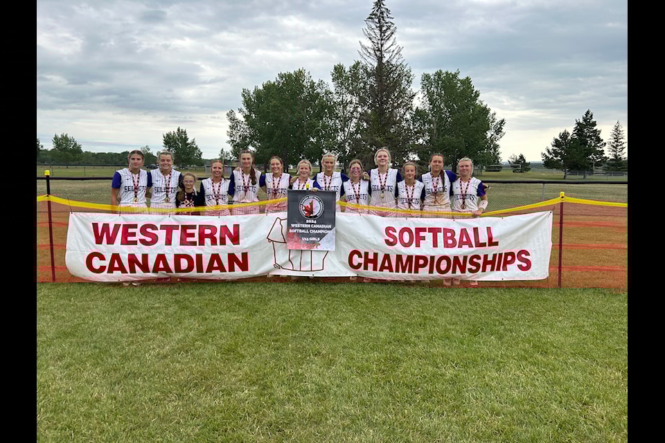The Lacombe Minor Softball Association's Selects U15A team brought home the gold from the Western Canadian Softball Championship in North Battleford, SK.
(Photo submitted)

