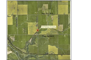 Road closed for railway repair in Lacombe County