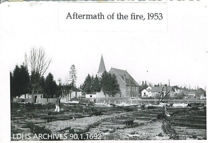 The 1953 fire destroyed the LMC. (Lacombe Museum and LDHS Archives)