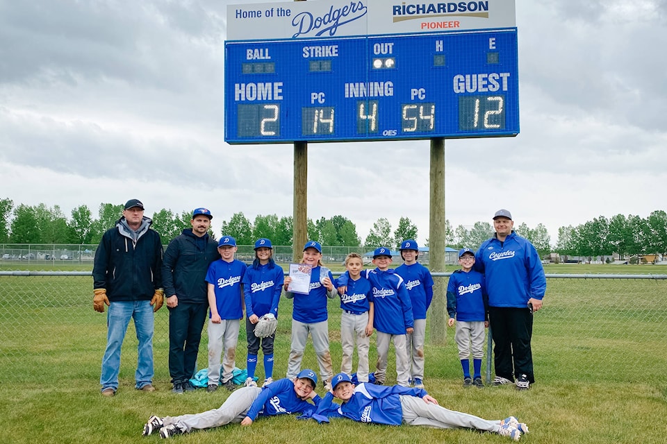 The U11 Lacombe Dodgers 1 team placed third in a tournament held in Lacombe June 4 and 5. The team only lost only one game throughout the weekend. (Submitted)