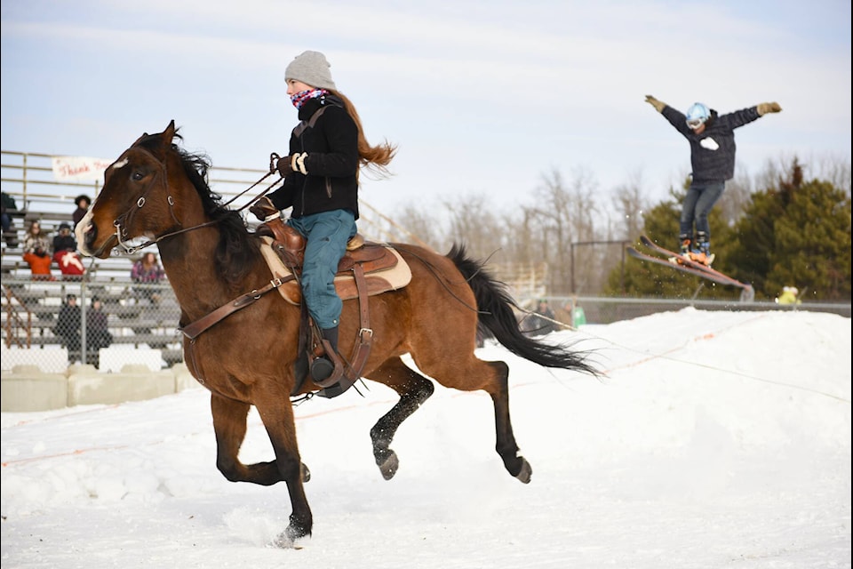 Skijoring competition March 4, 2023, at the Wetaskiwin Ag Grounds. (Heidi Haenni/ submitted)