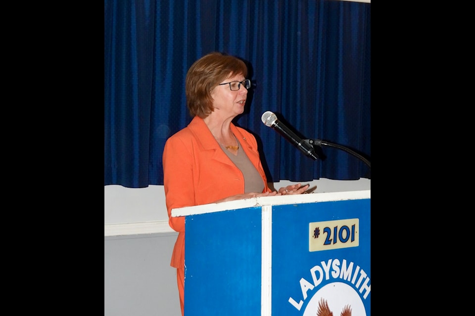 Nanaimo MLA and provincial Minister of Social Development and Poverty Reduction, Shiela Malcomson, spoke to the latest gathering of the Community Together To End Poverty, last Wednesday. The Minister had earlier announced a new initiative, in Victoria, to help people facing challenges to take steps to get employment. 