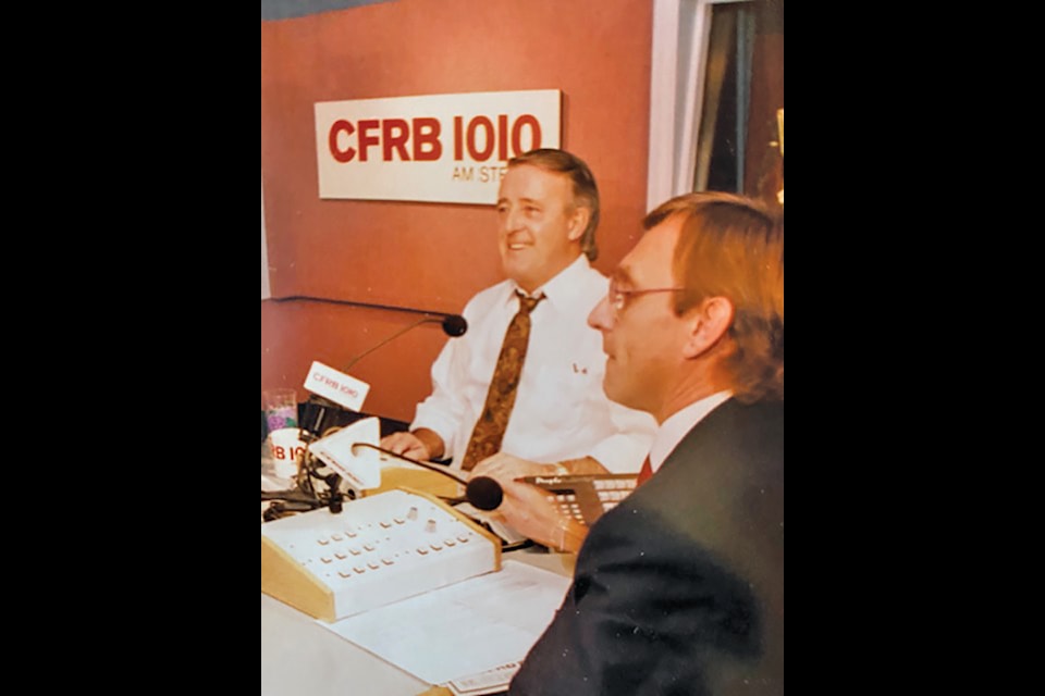 John Stall takes a moment to laugh, with then Prime Minister Brian Mulroney, during one of his many radio interactions with the country’s leader. Stall had the opportunity to meet and talk with many movers and shakers in recent Canadian history. (Submitted photo)